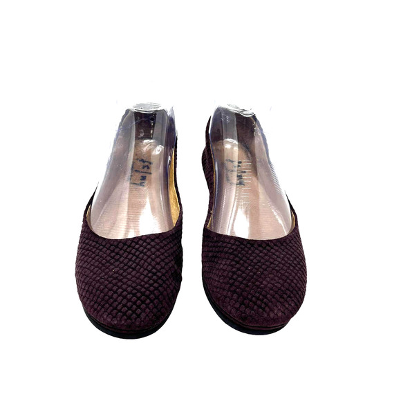 FS/NY Made In Italy Burgundy Textured Round Toe Ballet Flats Slip On‎ Shoes 6.5 - Picture 1 of 11